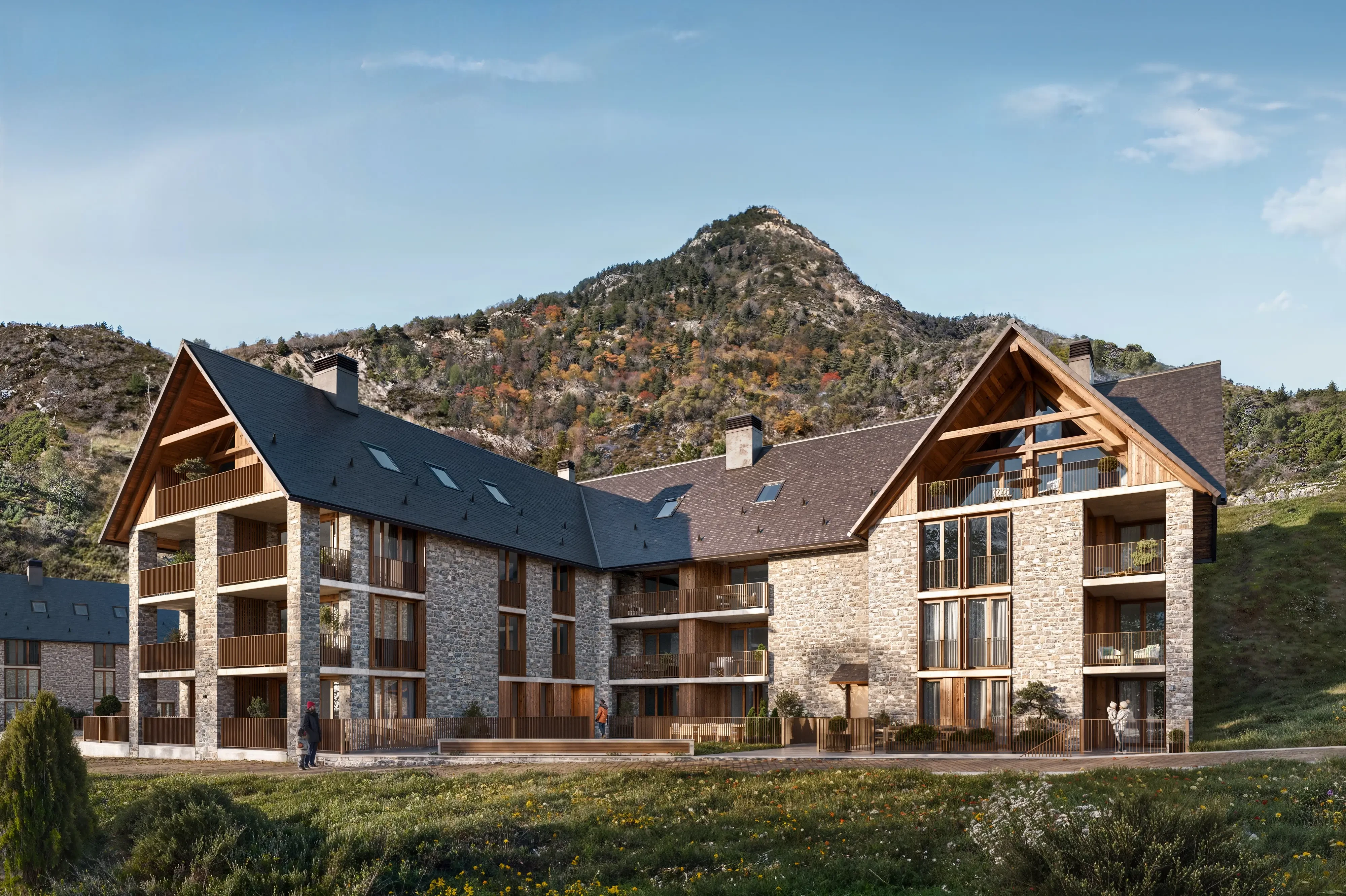Exterior Edificio Cummbre en pleno Pirineo
